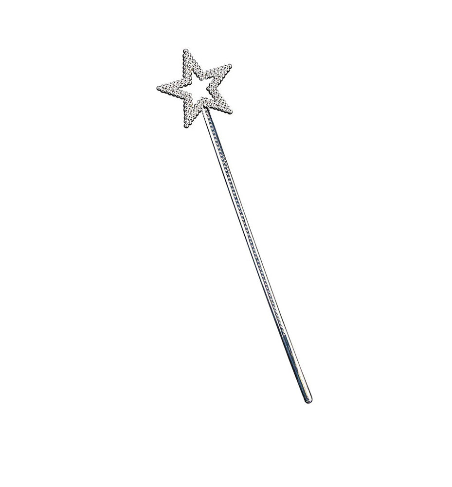 35cm Long Silver Sequin Magical Fairy Princess Wand With Sequins