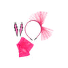 Neon Pink 80's Party Dress Up Accessory Set, Headband, Earrings & Gloves