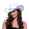 Adult Texan Wild West Country Cowgirl Cowboy Hat - White with Sequins