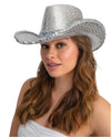 Adult Texan Wild West Country Cowgirl Cowboy Hat - Silver Sequin