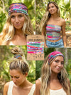 Natural Life Women's Boho Bandeau Headband - Pink Watercolour Patchwork