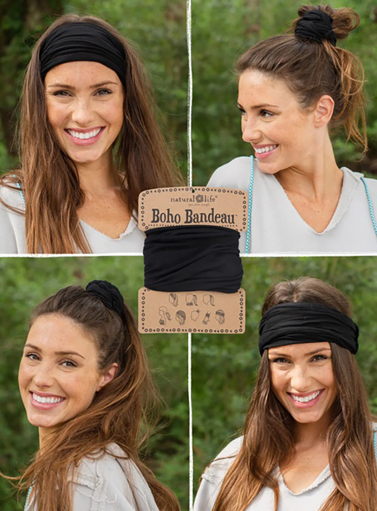 Natural Life Women's Boho Solid Black Boho Bandeau