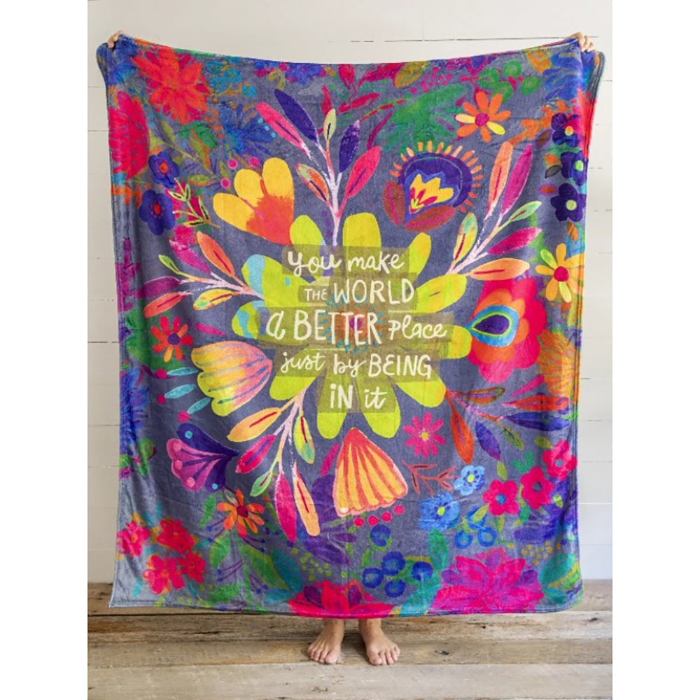 Natural Life Cozy Throw Blanket - You Make The World A Better Place