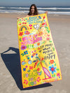 Natural Life Double-Sided Microfiber Beach Towel - Yellow Hello Sunshine