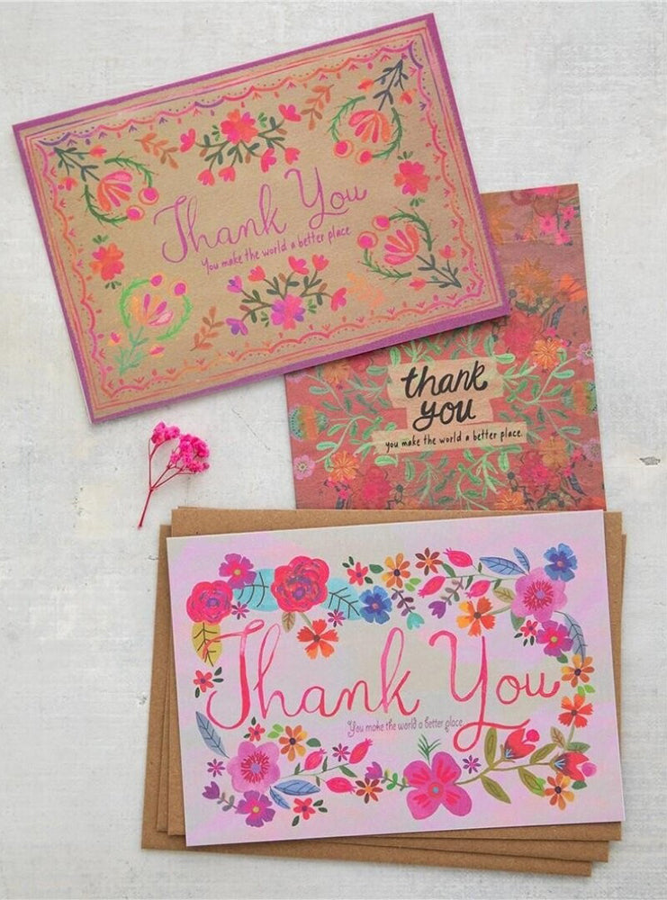 Natural Life Greeting Card Bundle Set of 3 - Thank You