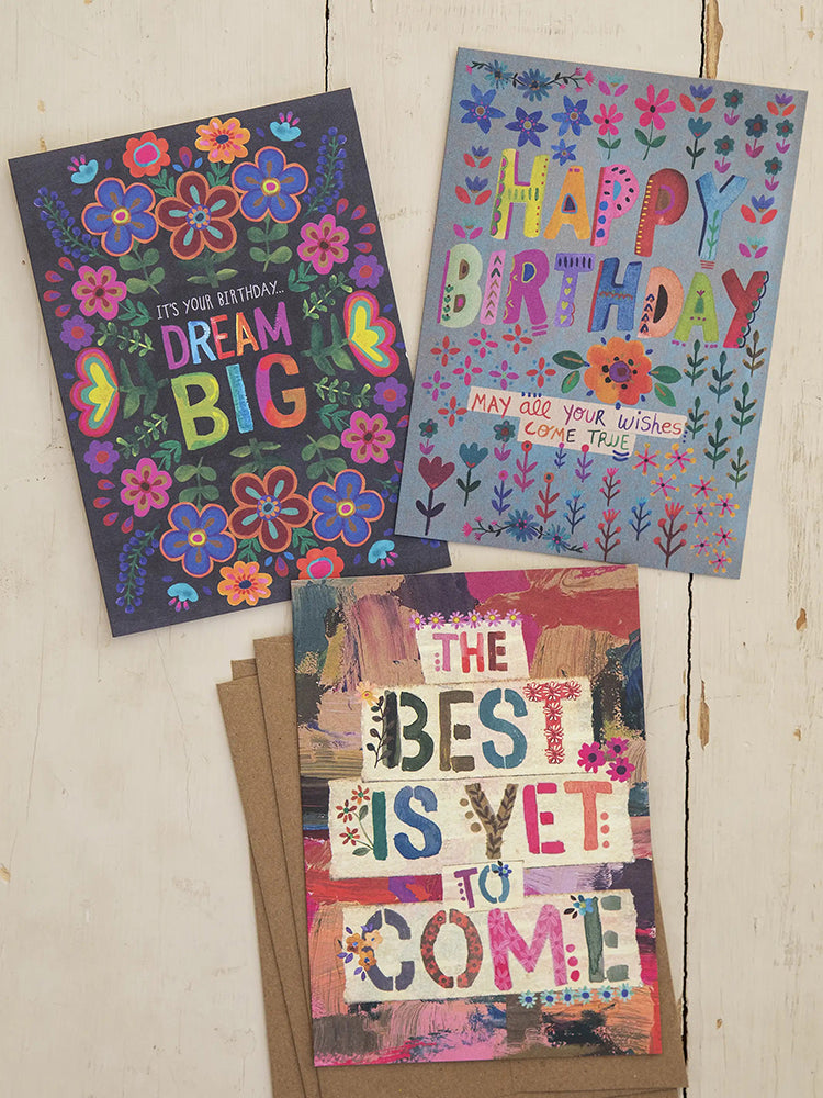 Natural Life Greeting Card Bundle Set of 3 - Birthday