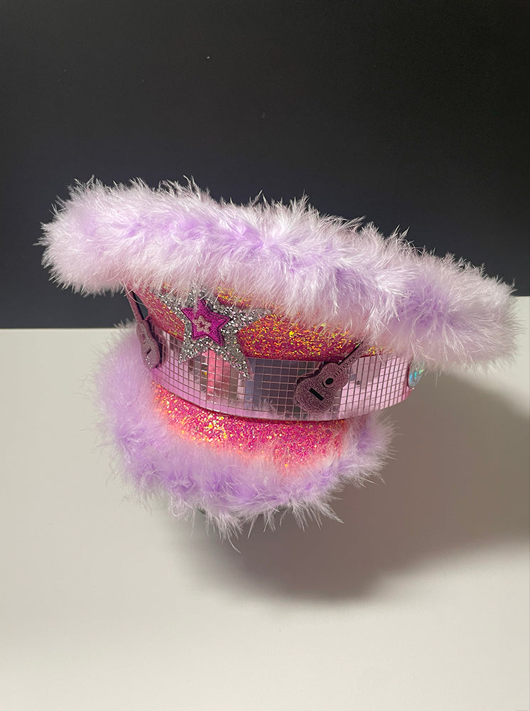 Designed By Sarah - Adult Pink Fluffy Captains Hat