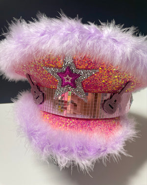 Designed By Sarah - Adult Pink Fluffy Captains Hat