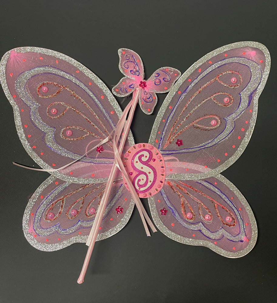 Designed By Sarah - Bespoke Personalised Hand Decorated Pink Fairy Wings