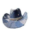 Designed By Sarah - Adult Recycled Denim Texan Cowgirl Hat With Rhinestones