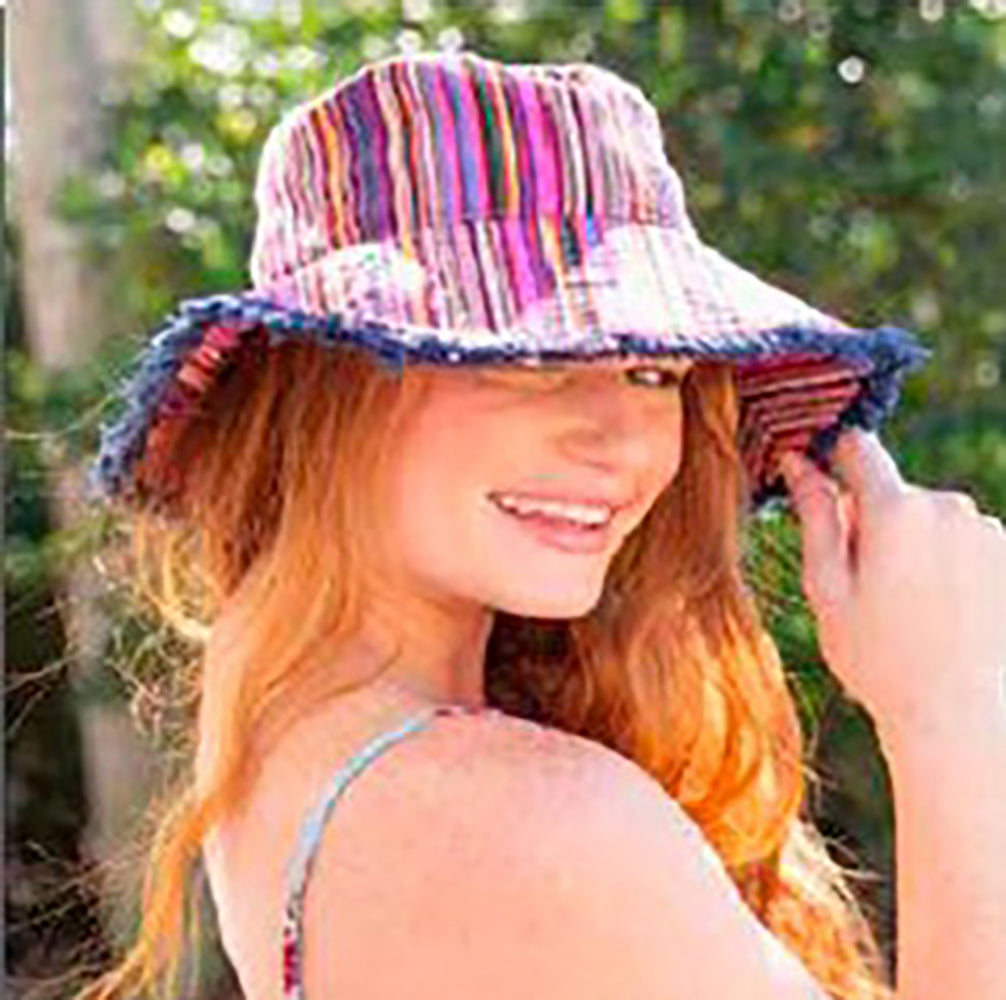 Natural Life Hat - Fuchsia Stripes