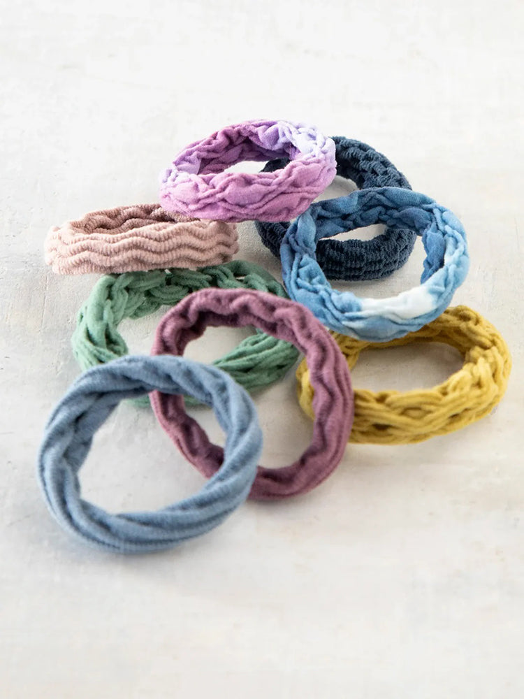Natural Life On The Run Hair Tie, Set of 8 - Dusty Blue
