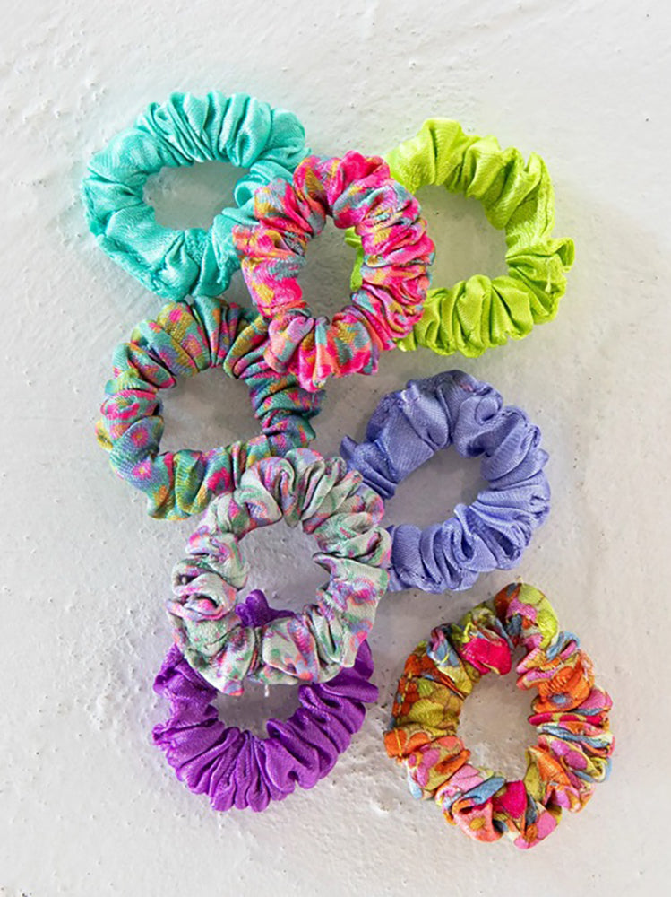 Natural Life Mini Satin Scrunchie, Set of 8 - Lime Green