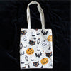 Spooky Cat and Pumpkin Print Polycotton Tote Bag