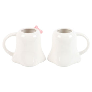 Mr and Mrs Boo Ghost Shaped Mug Set