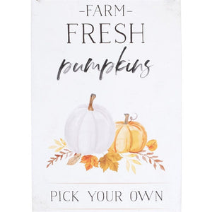 Farm Fresh Pumpkins Metal Hanging Sign