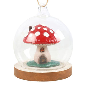 Mushroom House Glass Dome Hanging Decoration