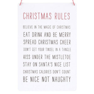 30cm Christmas Rules Metal Hanging Sign