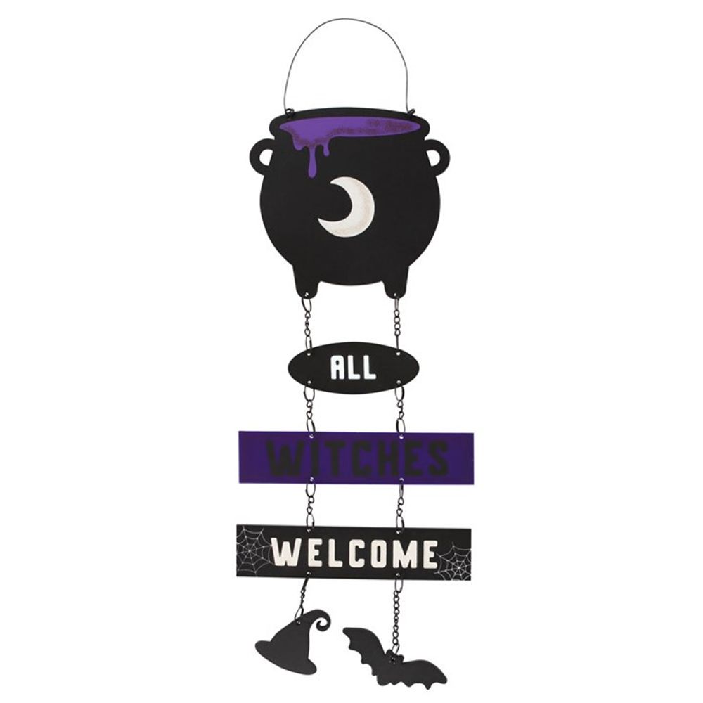 All Witches Welcome Cauldron Chain Sign