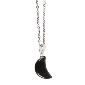 Black Obsidian Crystal Moon Necklace on Greeting Card