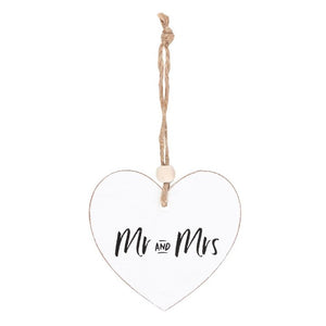 Mr and Mrs Hanging Heart Sentiment Sign